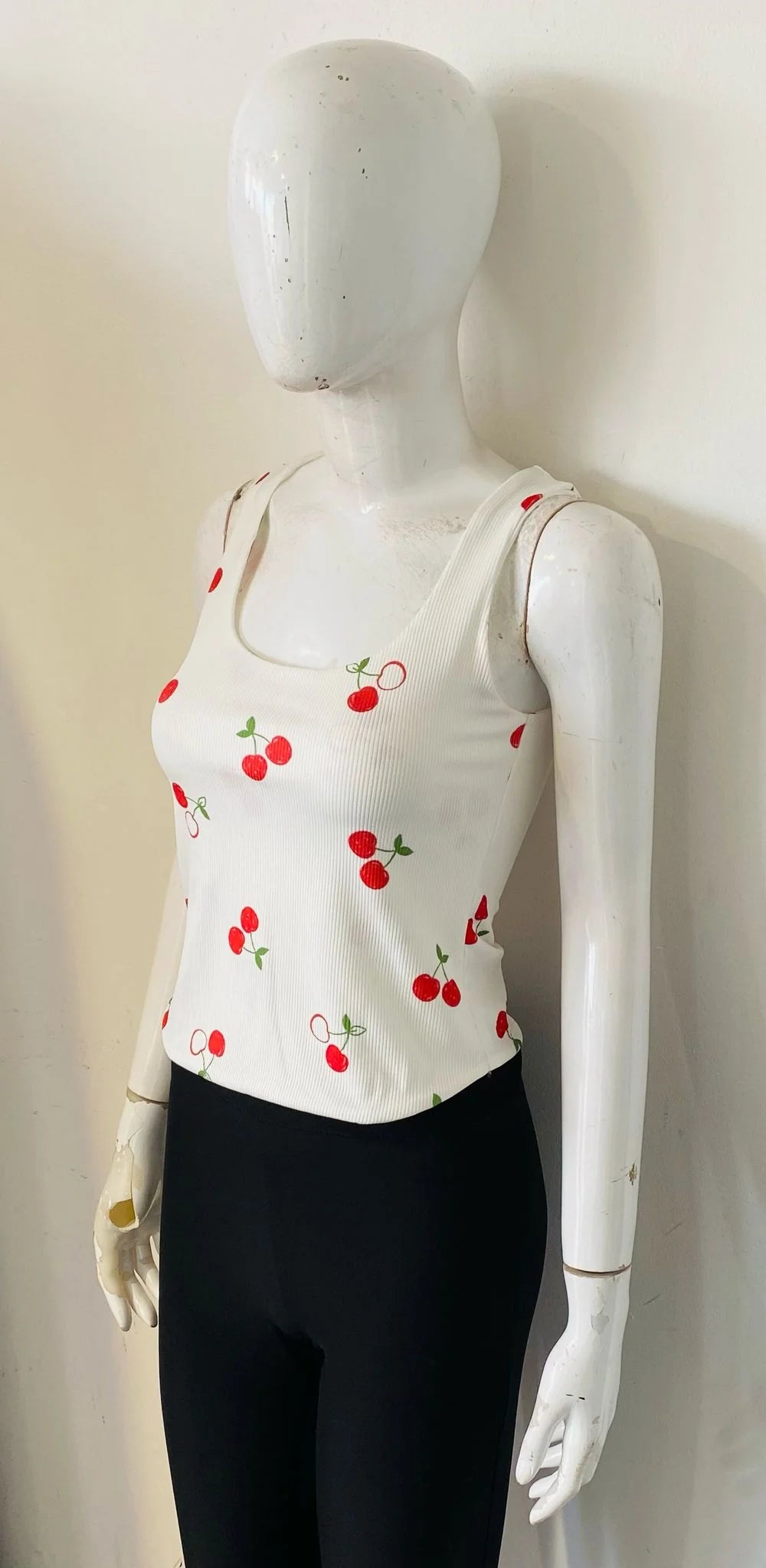 Ribbed Cherry Print Vest Top for Women – Cute Casual Summer Tank