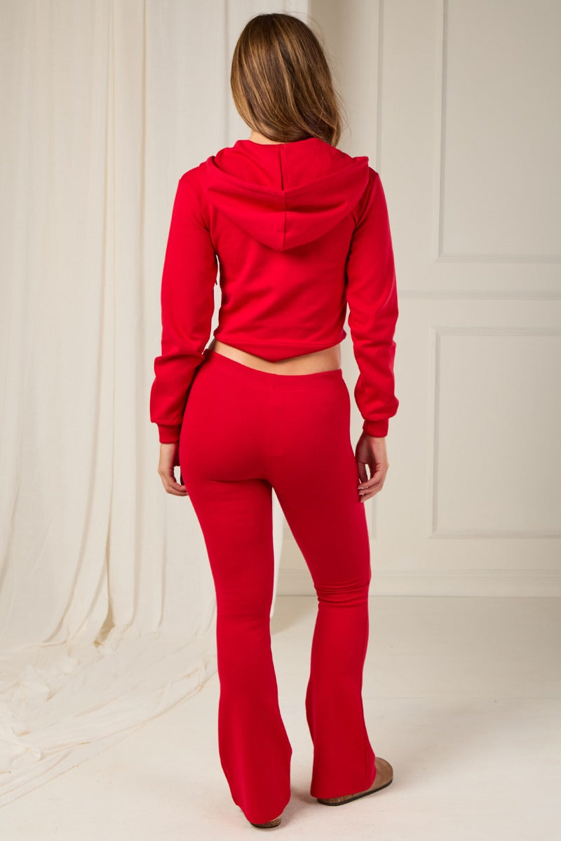Interlock Cropped Zip Hoodie & Bell Bottom Trousers Set