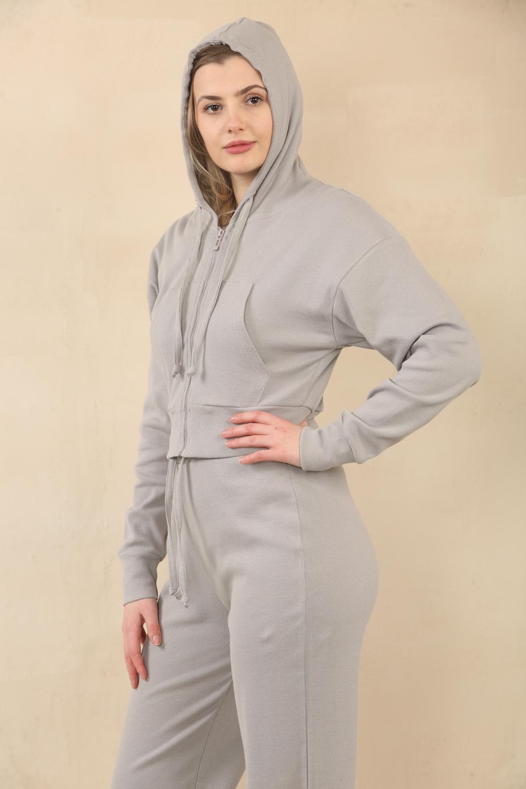 Interlock Cropped Zip Hoodie & Bell Bottom Trousers Set
