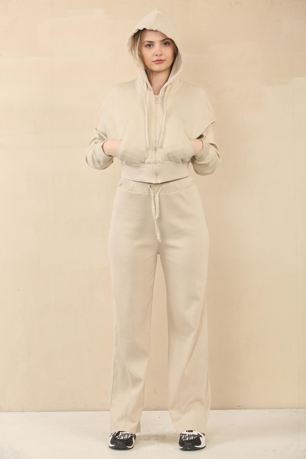 Interlock Cropped Zip Hoodie & Bell Bottom Trousers Set