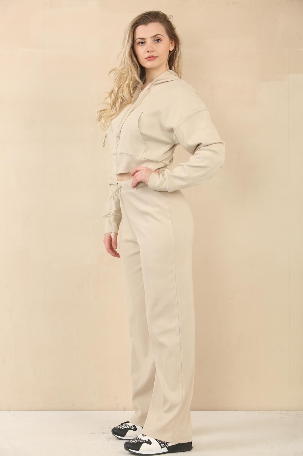 Interlock Cropped Zip Hoodie & Bell Bottom Trousers Set