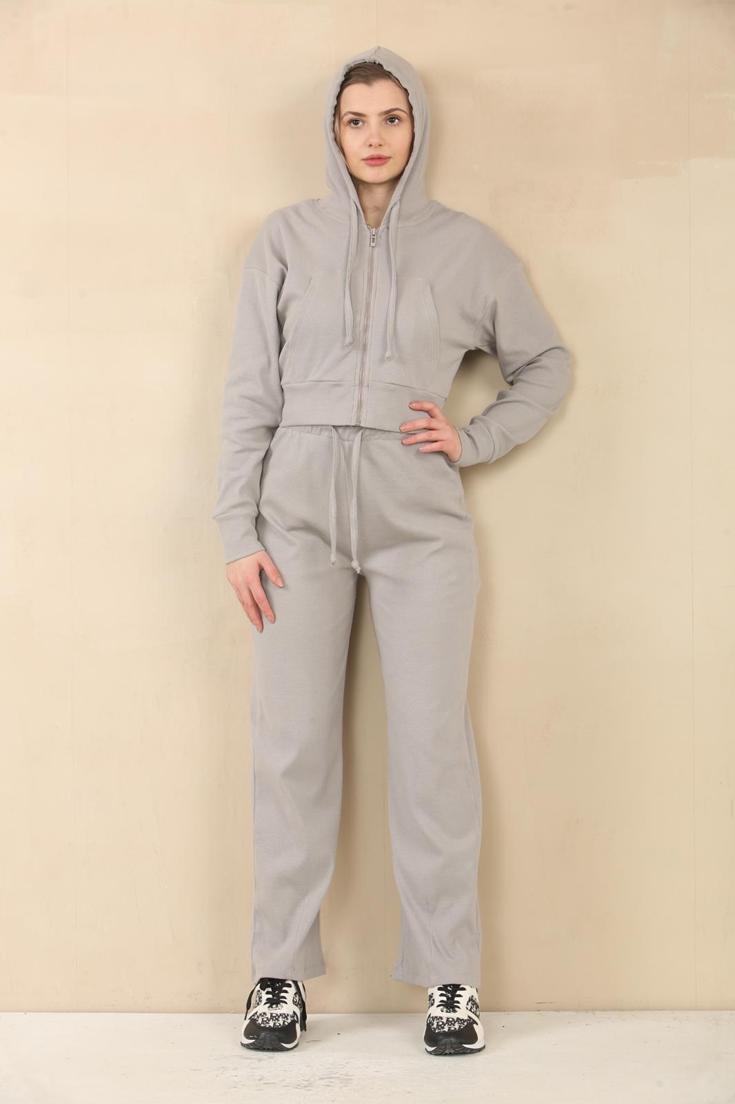 Interlock Cropped Zip Hoodie & Bell Bottom Trousers Set