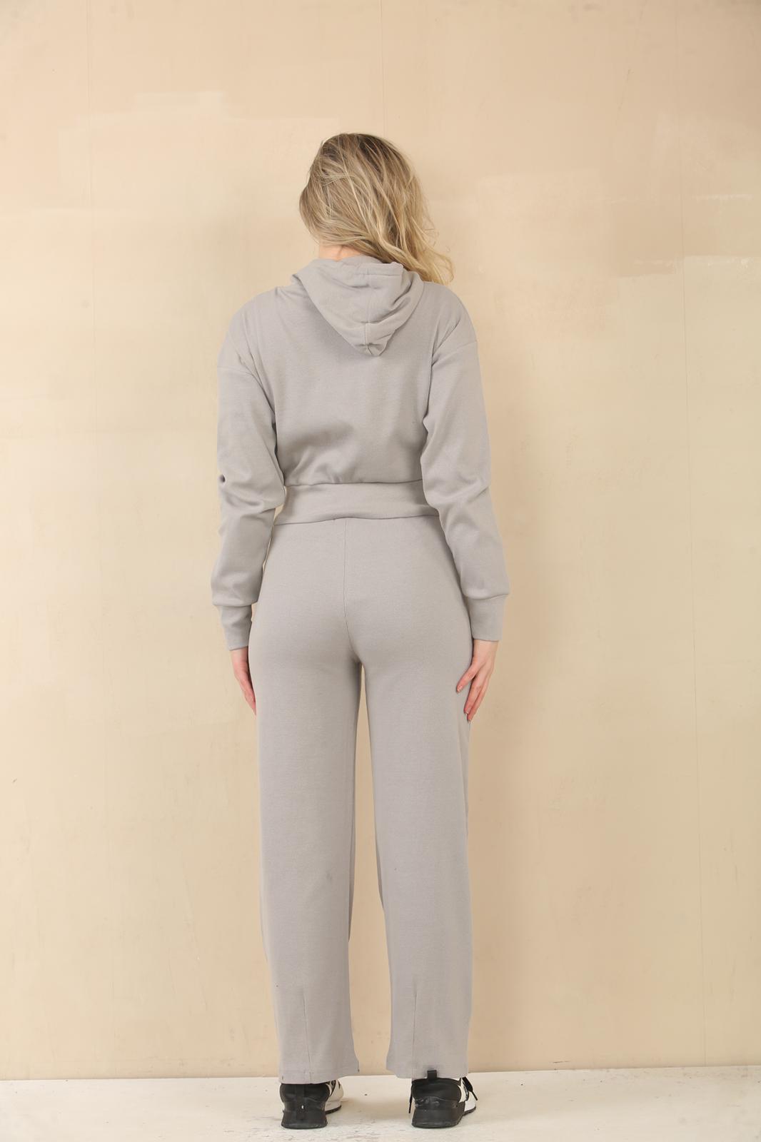 Interlock Cropped Zip Hoodie & Bell Bottom Trousers Set