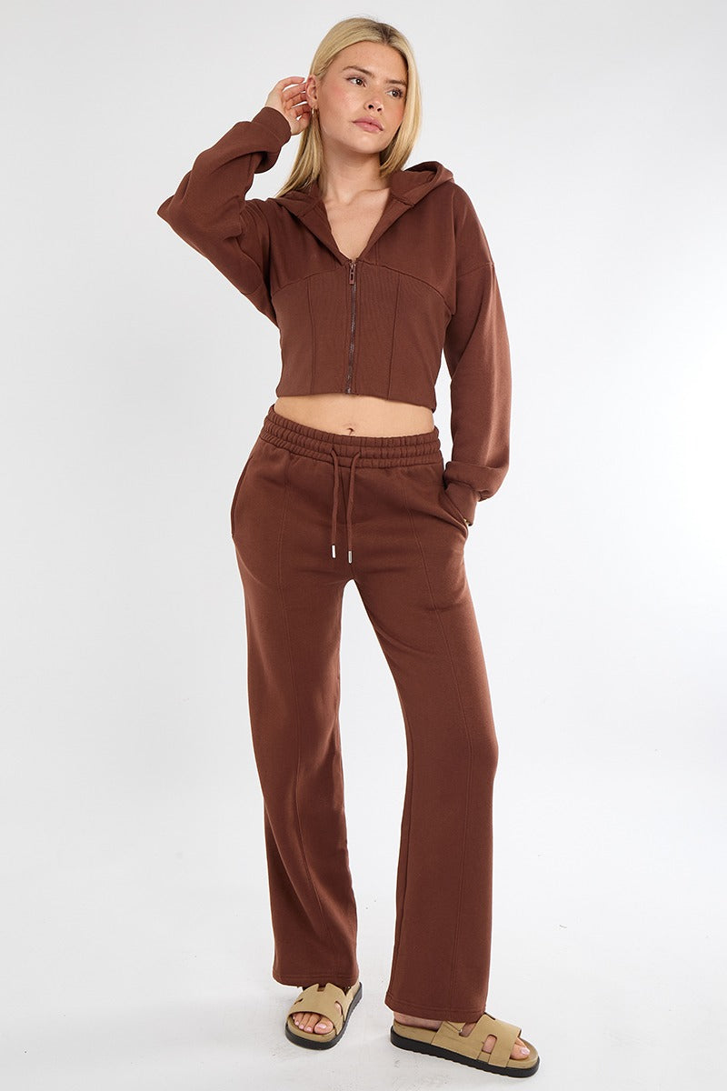 Ribbed Corset Fit Trousers Set – Stylish Two-Piece Co-Ord for Everyday Wear