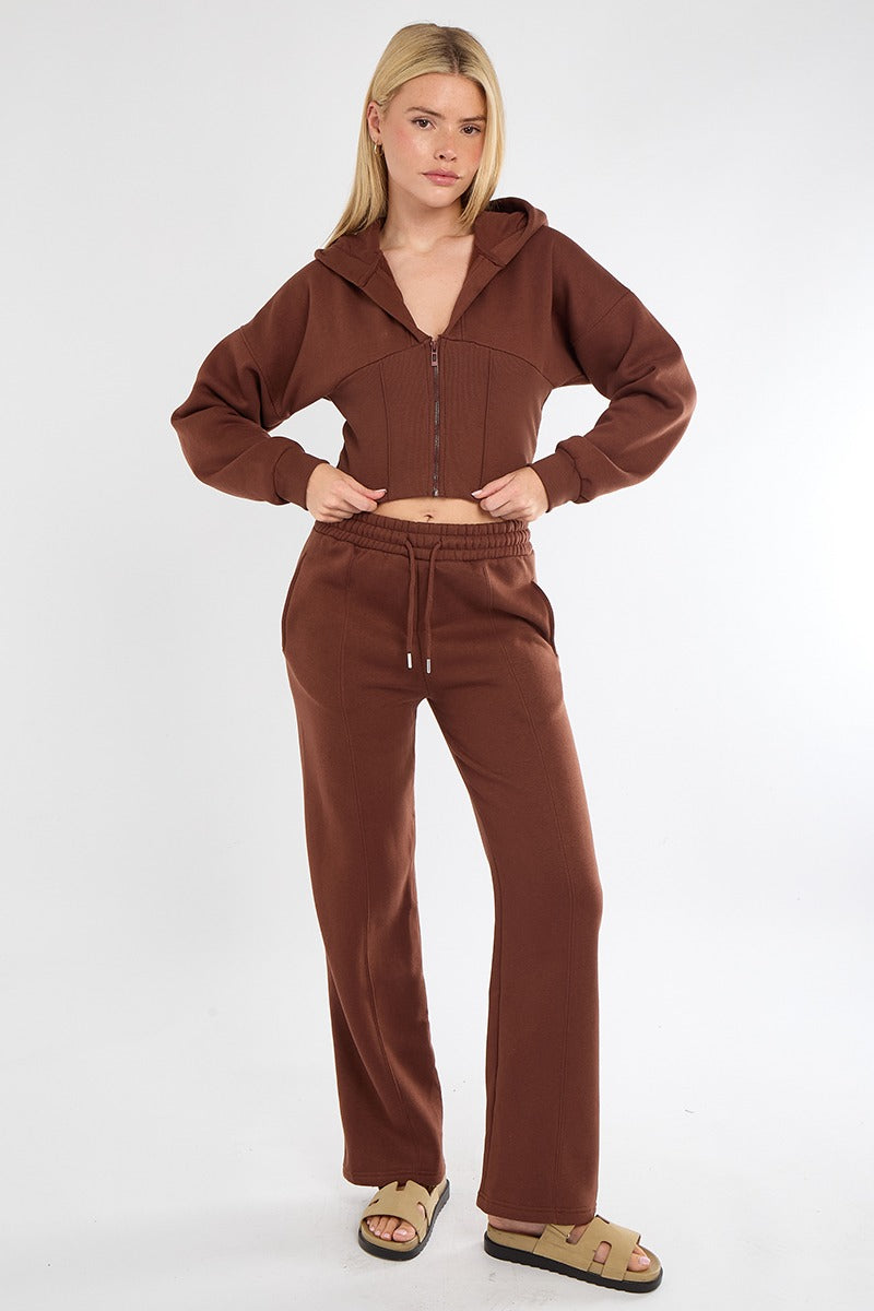 Ribbed Corset Fit Trousers Set – Stylish Two-Piece Co-Ord for Everyday Wear