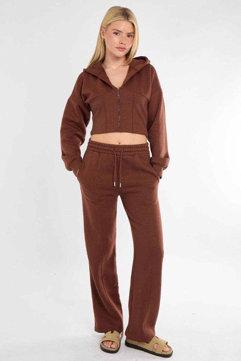 Ribbed Corset Fit Trousers Set – Stylish Two-Piece Co-Ord for Everyday Wear