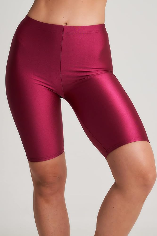 Women’s Disco Cycling Shorts – Shiny High-Waist Stretch Shorts