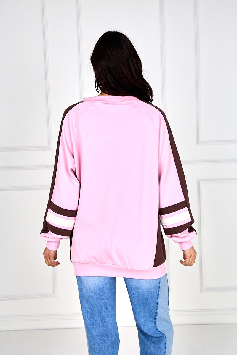 Oversized Sport V-Neck Varsity Sweatshirt